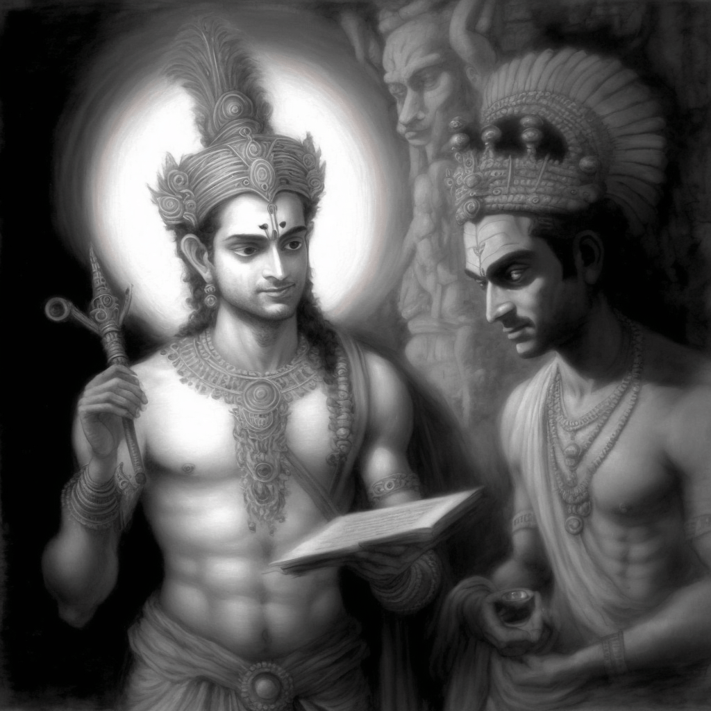 Lord Krishna Preaching Arjuna